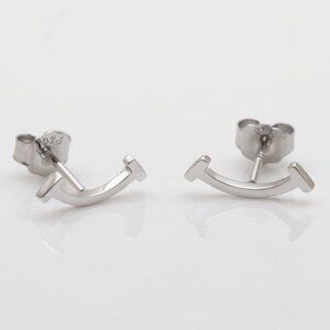 Silver Small Curved Bar Stud Earrings, Stamped 925, Lightweight Minimalist Studs